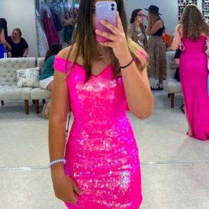 HOT PINK ASHLEY LAUREN HOMECOMING DRESS
